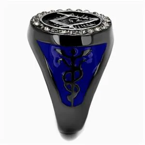 CJE2637 Wholesale Men's Stainless Steel Black Diamond Masonic Ring