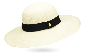 CLASSY LADIES PANAMA HAT NATURAL WIDE BRIM