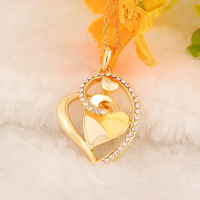 Collar mujer famous brand jewelry 18k gold heart love crystal pendant women fashion necklace female Valentine's Day gift girls