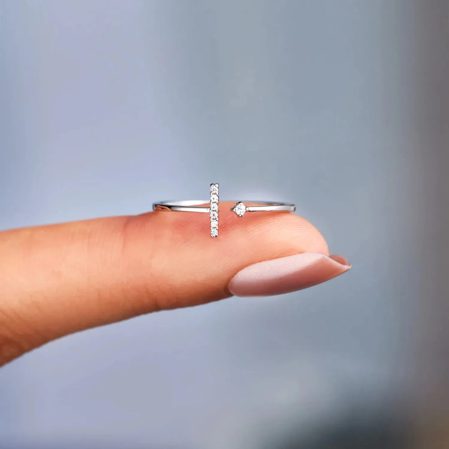 Dainty T shaped Friendship Ring Minimalist Design for Women
