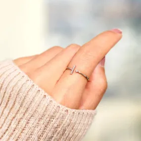 Dainty T shaped Friendship Ring Minimalist Design for Women