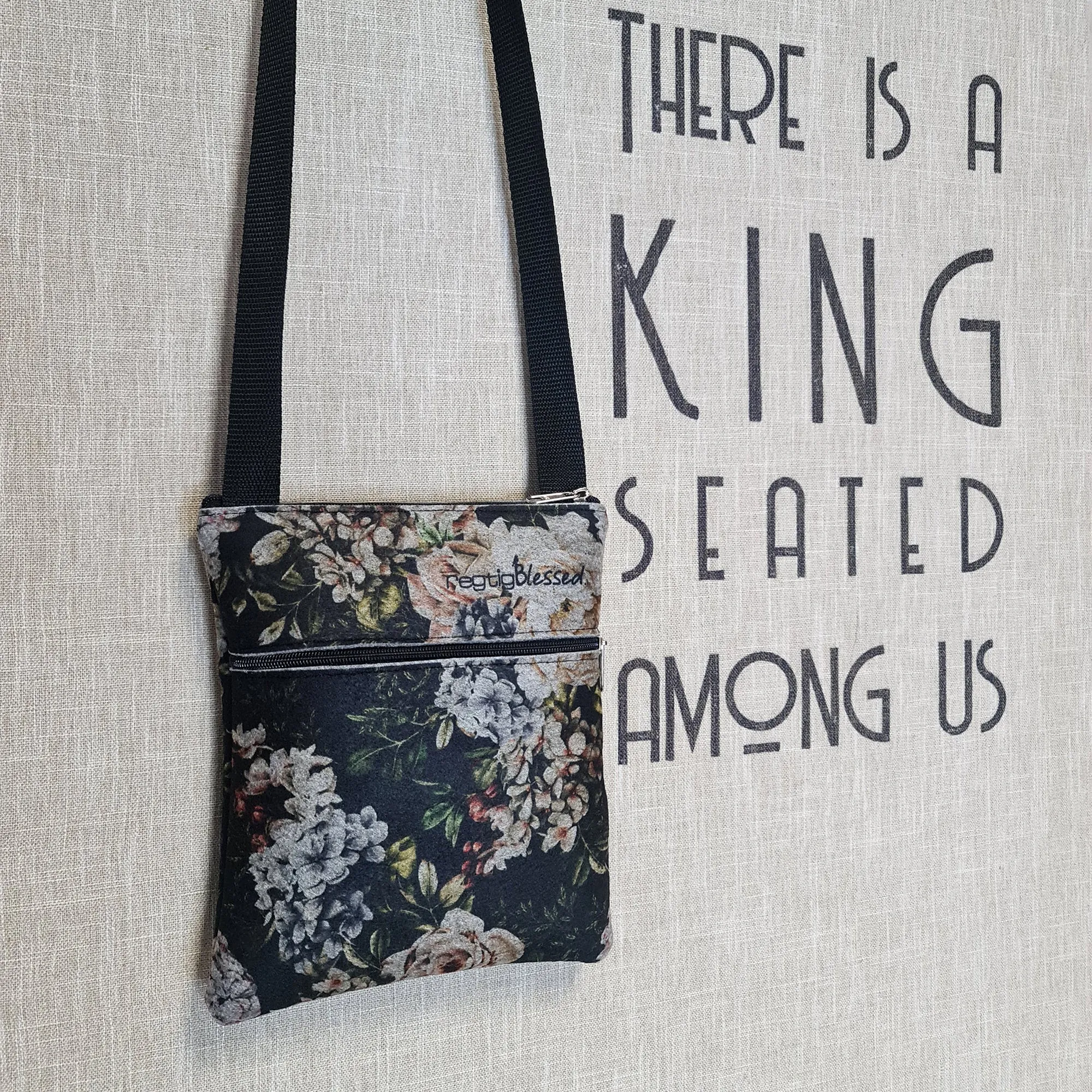 Dark Florals1 - Recycled Felt Sling Bag