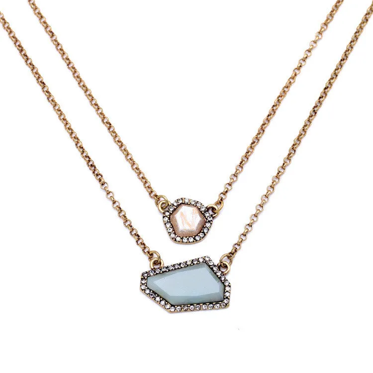 Double Chain Personality Irregular Pendant Necklace Women Fashion Jewelry