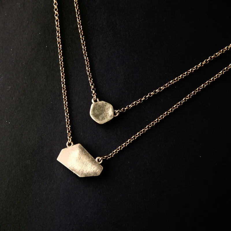 Double Chain Personality Irregular Pendant Necklace Women Fashion Jewelry