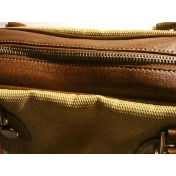 Etienne Aigner Vintage Leather And Canvas Satchel in Shades Of Brown