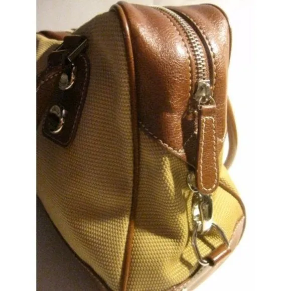 Etienne Aigner Vintage Leather And Canvas Satchel in Shades Of Brown