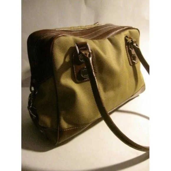 Etienne Aigner Vintage Leather And Canvas Satchel in Shades Of Brown