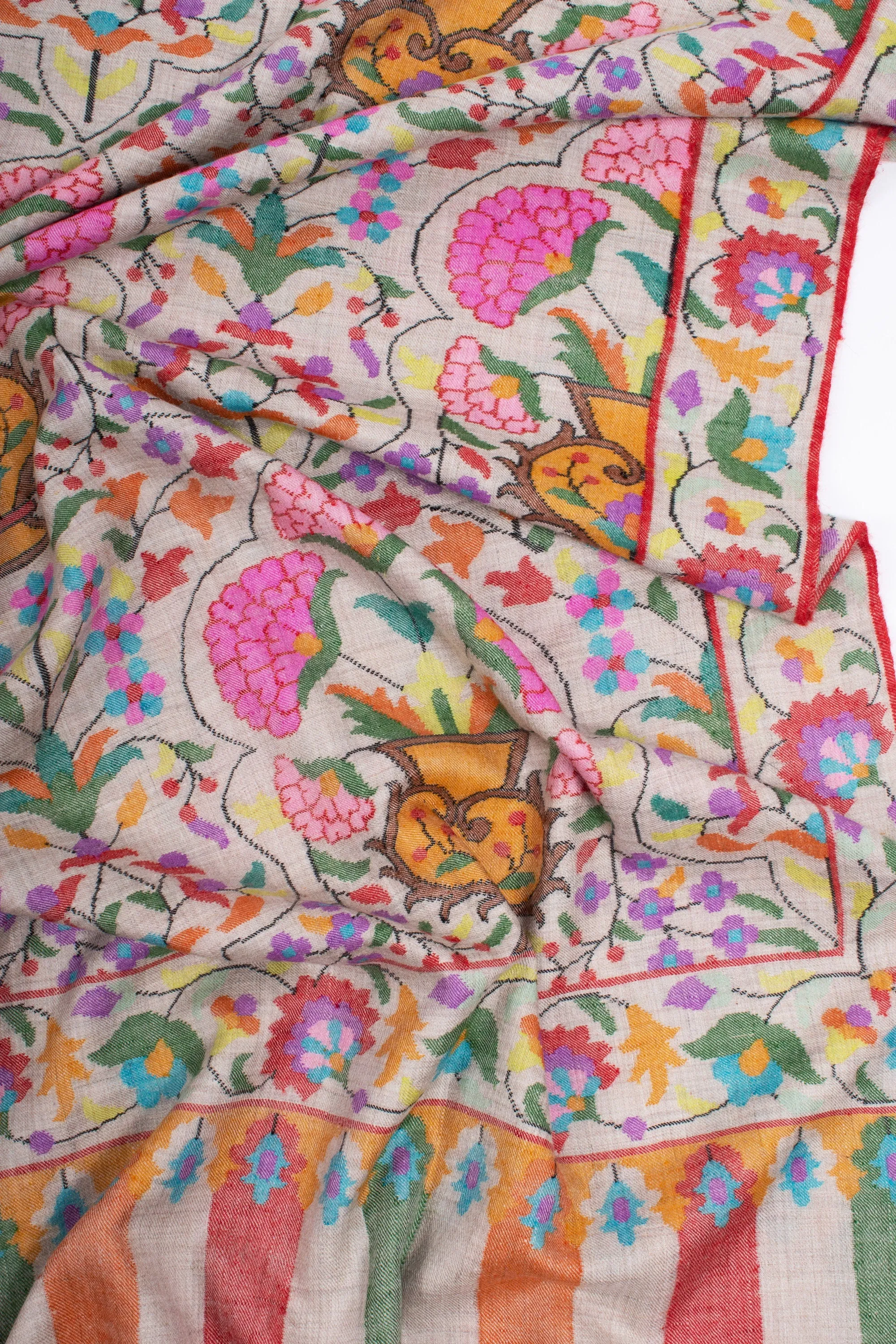 Exclusive Kashmiri Shawls, Kani Weave Cashmere Wraps, Special Handmade Scarves, Unique Wraps, Wedding Gifts, 40x80" - MALIBU