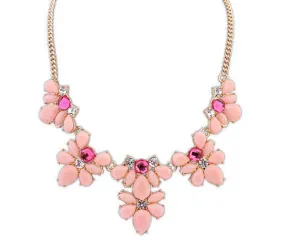 Fashion Women's Crystal Flower Chunky Statement Bib Pendant Chain Choker Necklace necklaces & pendants