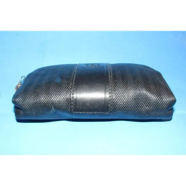 Fendi Black Thin Striped Print Rounded Top Pouch Cosmetic Bag Wallet