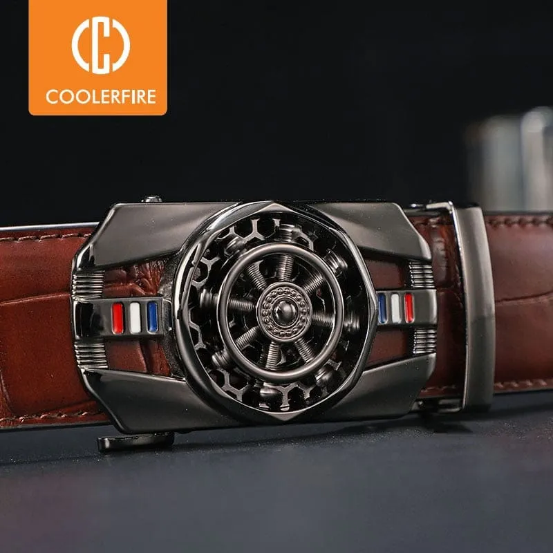 Genuine Leather Luxury Stone Pattern High Quality Business Automatic Buckle Belts