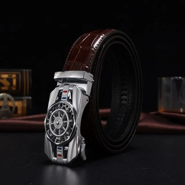 Genuine Leather Luxury Stone Pattern High Quality Business Automatic Buckle Belts