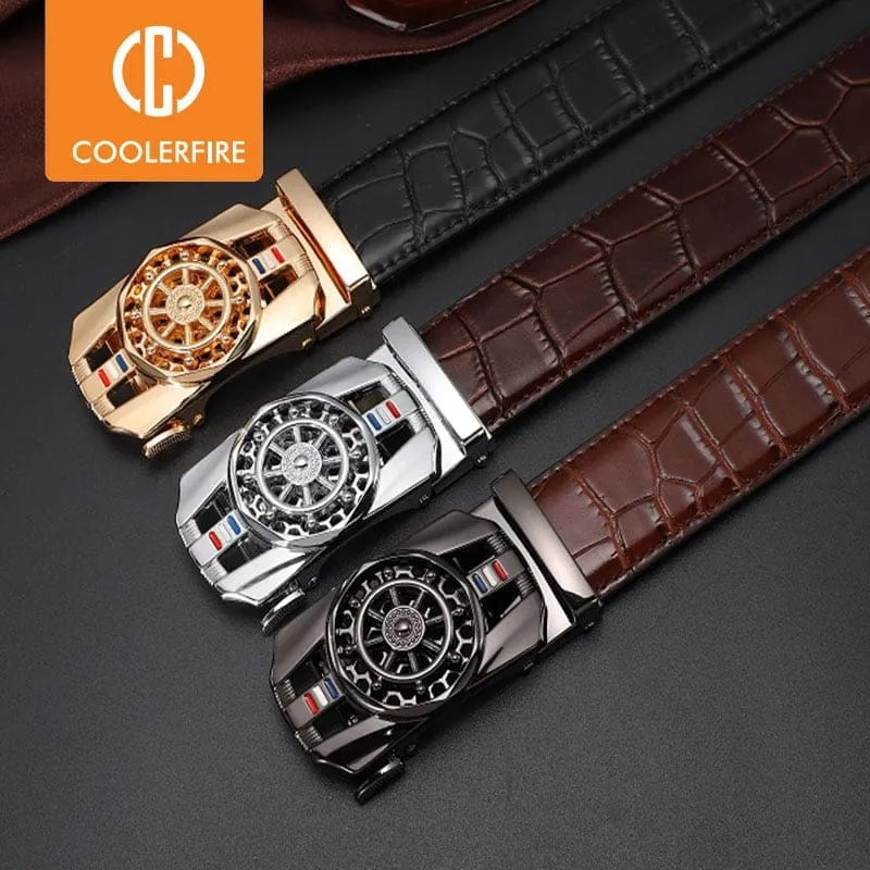 Genuine Leather Luxury Stone Pattern High Quality Business Automatic Buckle Belts