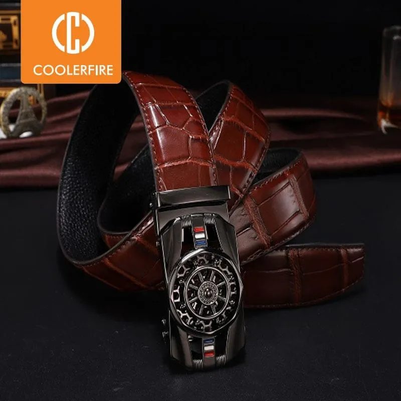 Genuine Leather Luxury Stone Pattern High Quality Business Automatic Buckle Belts