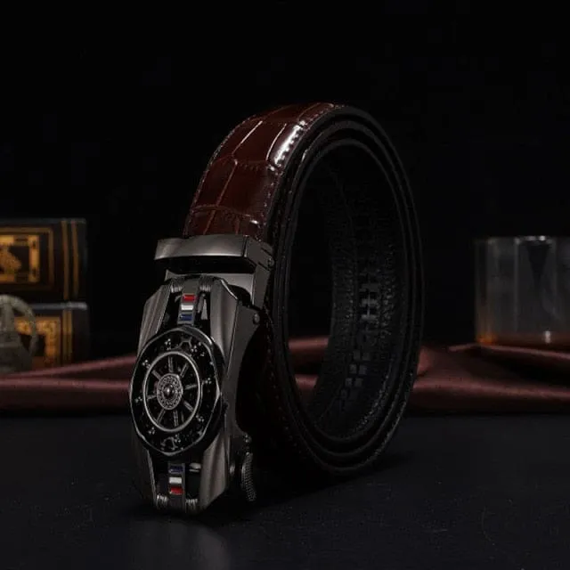 Genuine Leather Luxury Stone Pattern High Quality Business Automatic Buckle Belts
