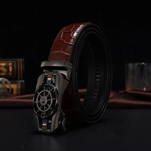 Genuine Leather Luxury Stone Pattern High Quality Business Automatic Buckle Belts