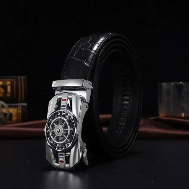 Genuine Leather Luxury Stone Pattern High Quality Business Automatic Buckle Belts