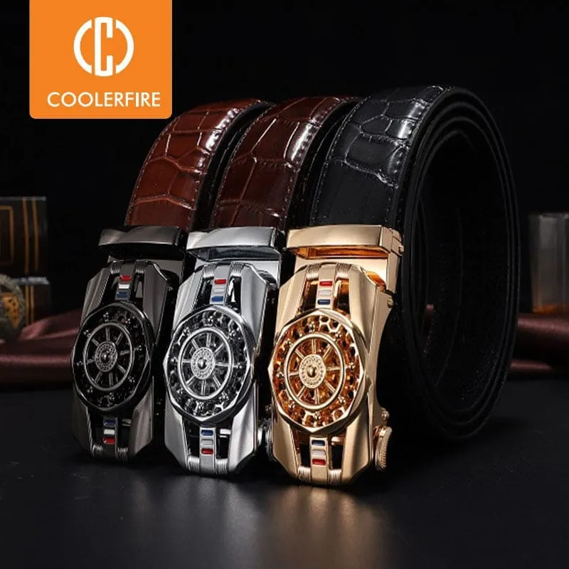 Genuine Leather Luxury Stone Pattern High Quality Business Automatic Buckle Belts