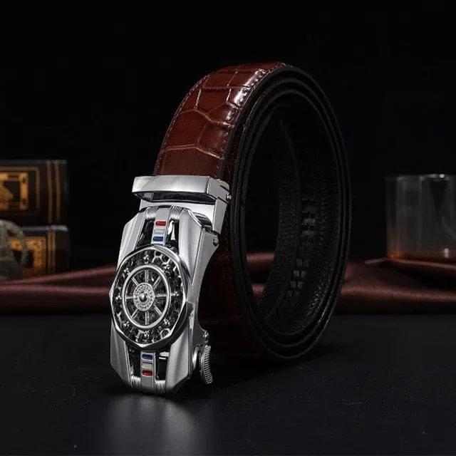 Genuine Leather Luxury Stone Pattern High Quality Business Automatic Buckle Belts