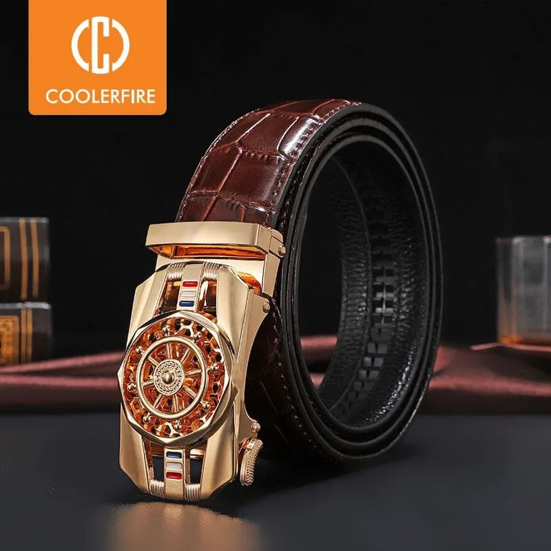 Genuine Leather Luxury Stone Pattern High Quality Business Automatic Buckle Belts