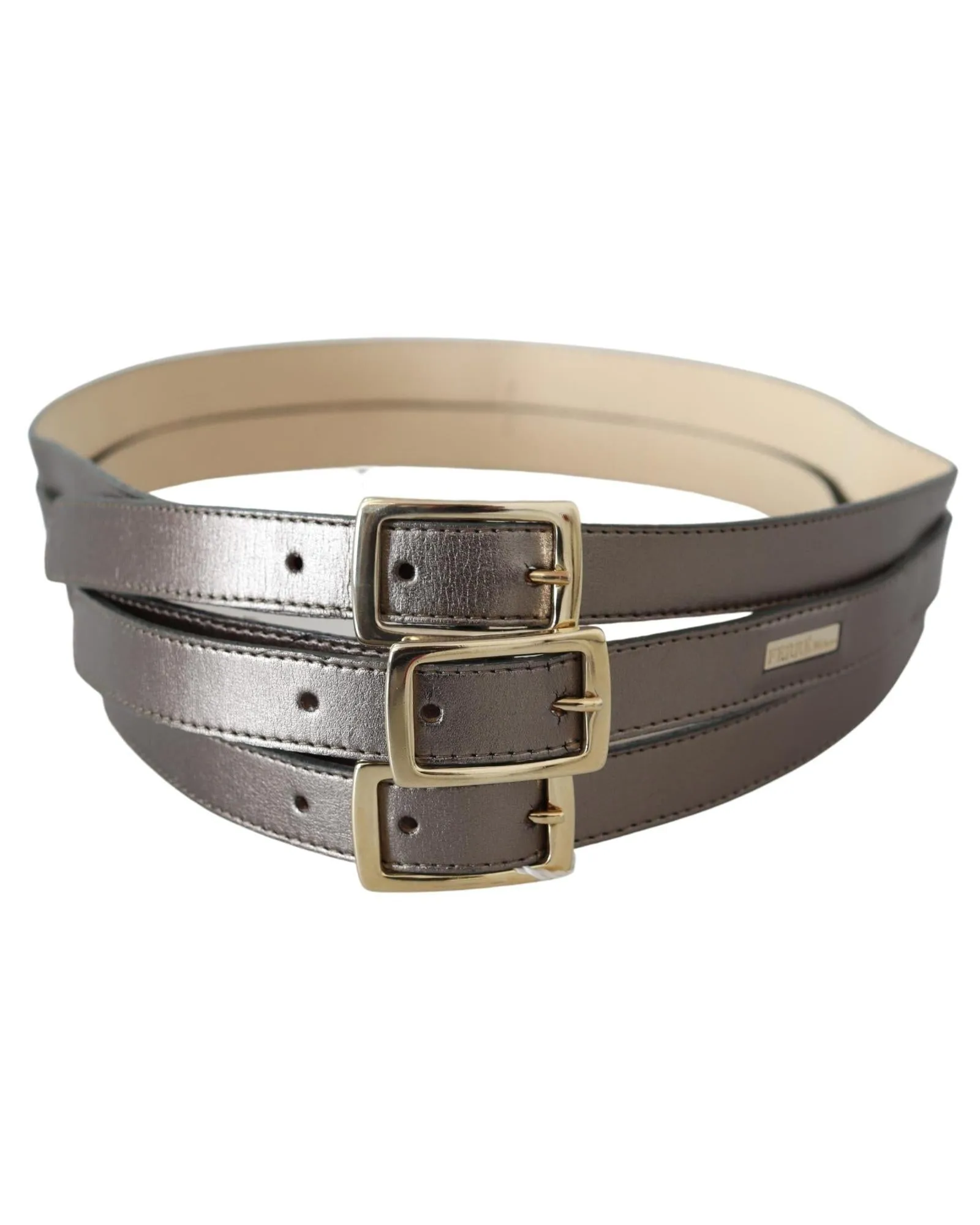 GF Ferre Womens Leather Belt with Silver Buckle