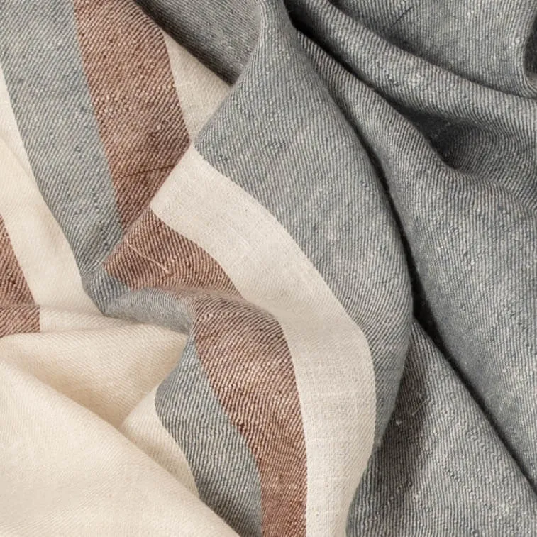 Grey Melange and Vanilla Pashmina Cashmere Shawl