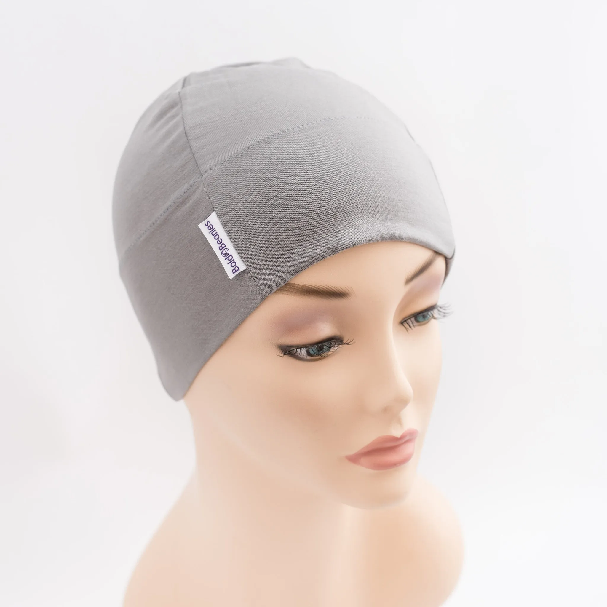 Grey Plain Teen Girl Bold Beanies Hat