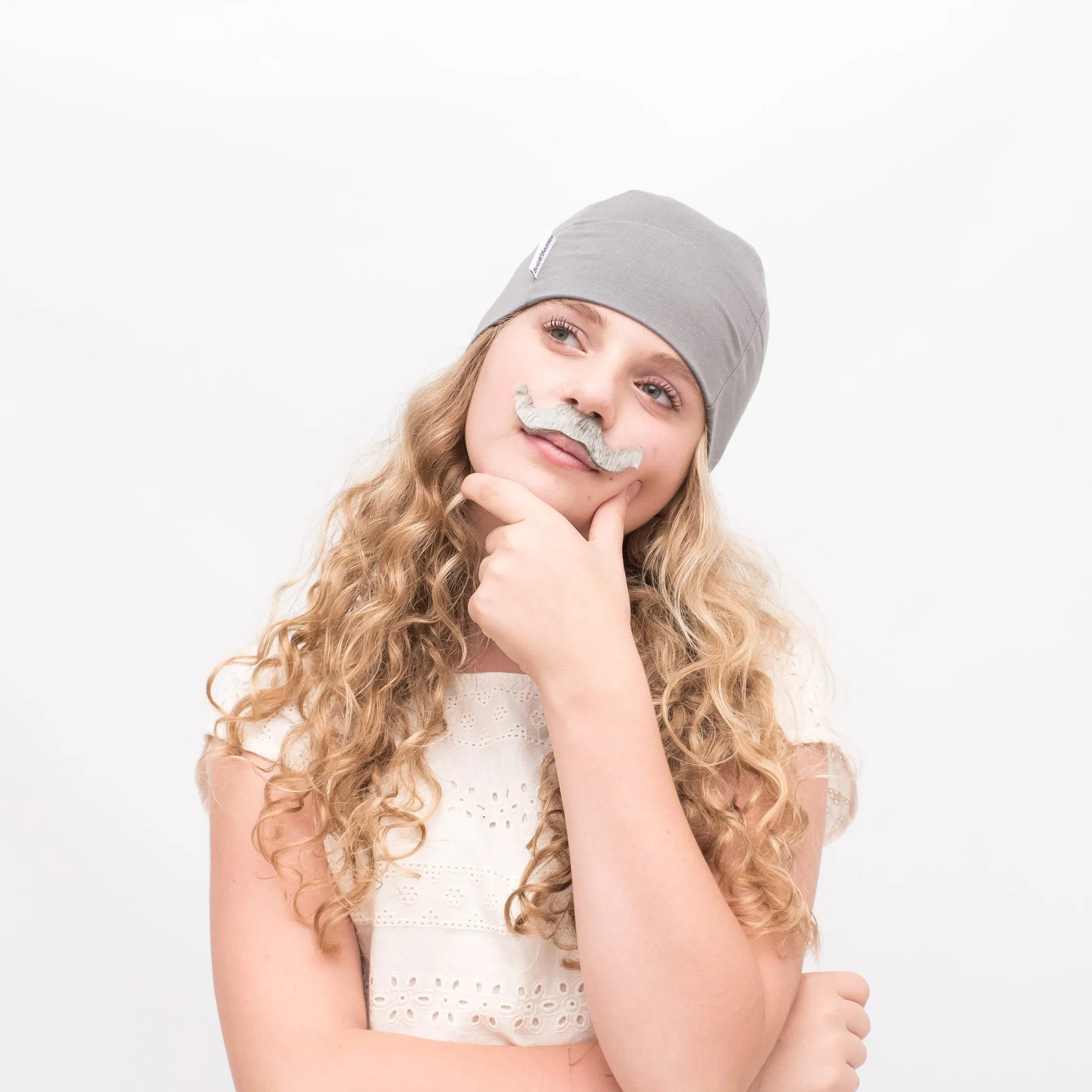 Grey Plain Teen Girl Bold Beanies Hat