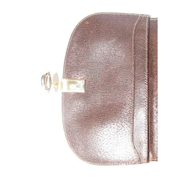 Gucci Brown Large G Logo Print Canvas And Leather With An Inlaid Red-Green Sherry Stripe And Hinged H