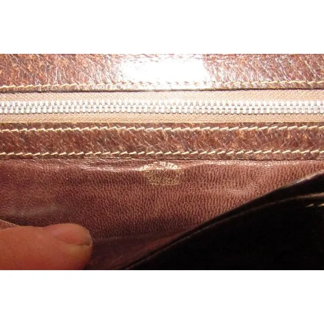 Gucci Brown Large G Logo Print Canvas And Leather With An Inlaid Red-Green Sherry Stripe And Hinged H