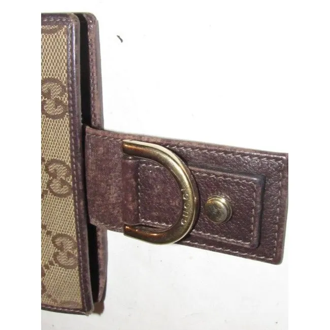 Gucci Brown Large G Logo Print Coated Canvas And Brown Leather With A Gold Abbey D Ring Accent Vinta