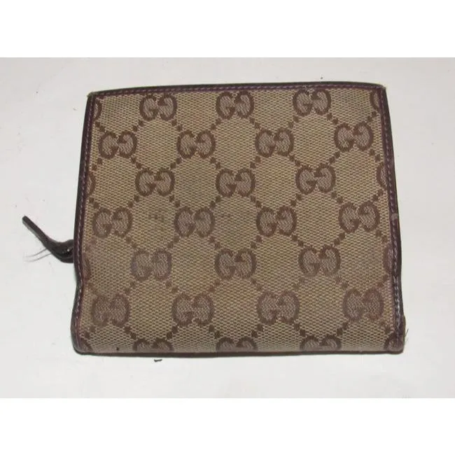 Gucci Brown Large G Logo Print Coated Canvas And Brown Leather With A Gold Abbey D Ring Accent Vinta
