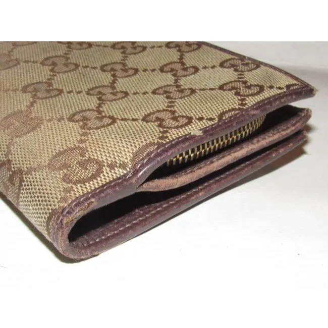 Gucci Brown Large G Logo Print Coated Canvas And Brown Leather With A Gold Abbey D Ring Accent Vinta