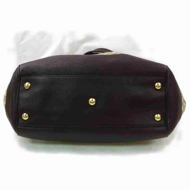 Gucci, brown on tan diamante print canvas and brown leather, XL '1973' top handle shoulder bag with a bold gold GG accent