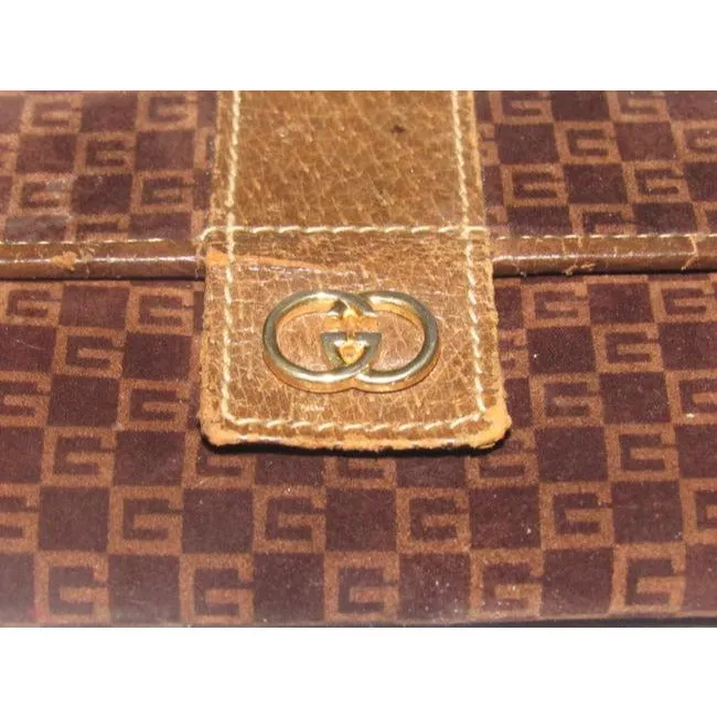 Gucci Brown Square G Logo Print Canvas Andor Leather Wallet