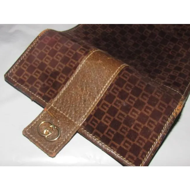 Gucci Brown Square G Logo Print Canvas Andor Leather Wallet
