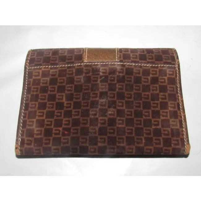 Gucci Brown Square G Logo Print Canvas Andor Leather Wallet