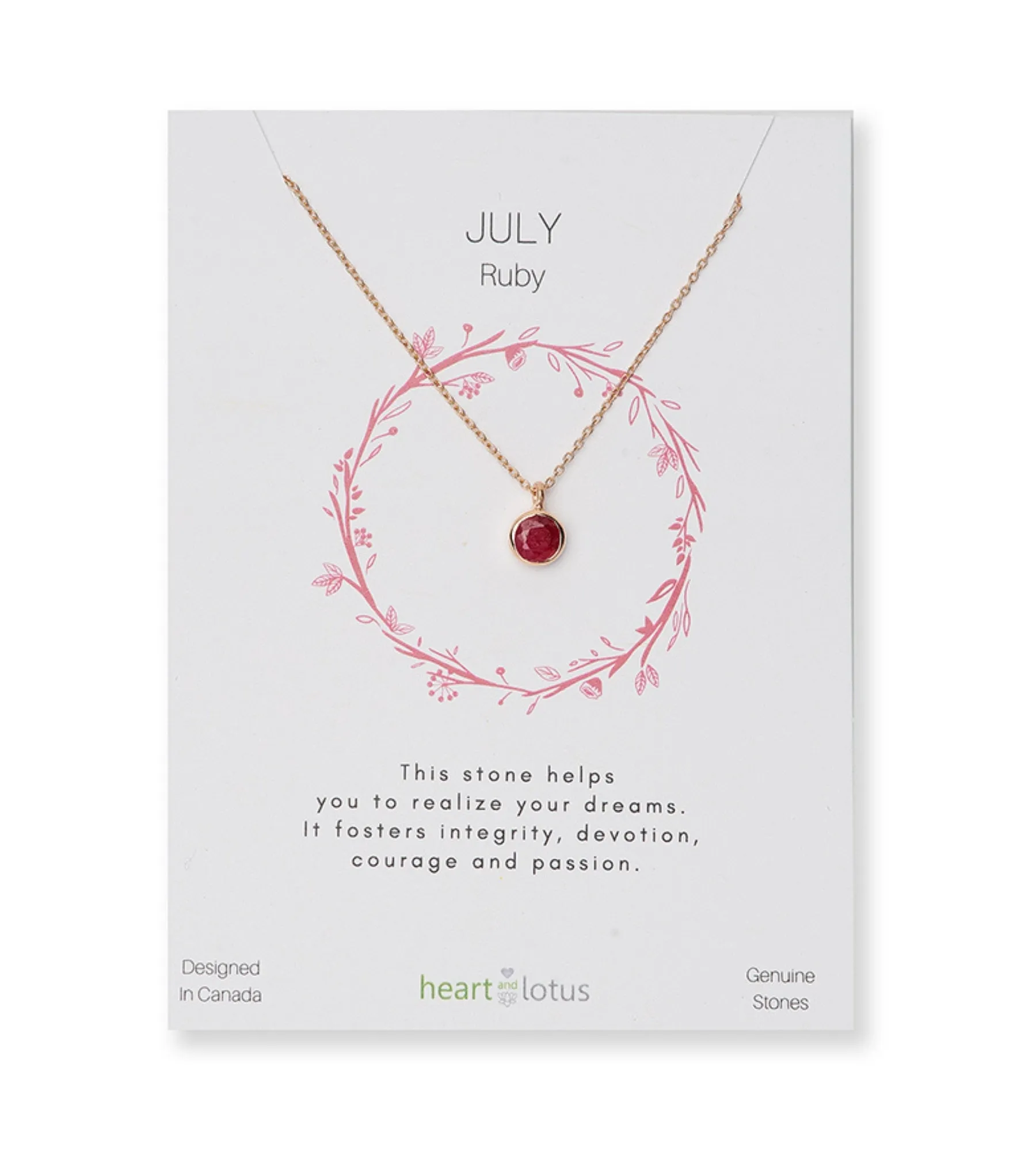Heart & Lotus Birthstone Necklaces