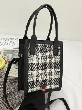 Hnewly - Plaid Pattern Satchel Bag  - Women Satchels