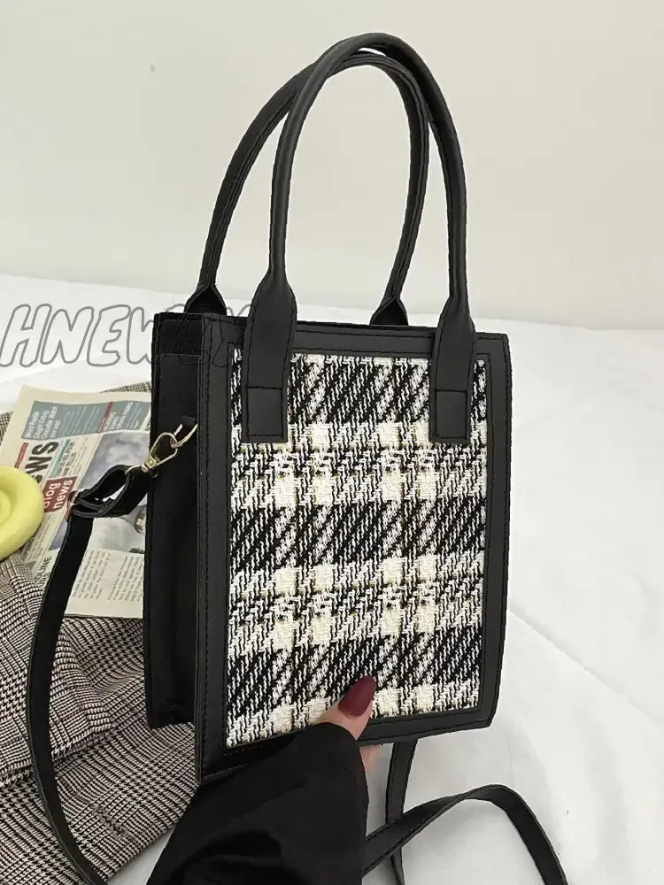 Hnewly - Plaid Pattern Satchel Bag  - Women Satchels