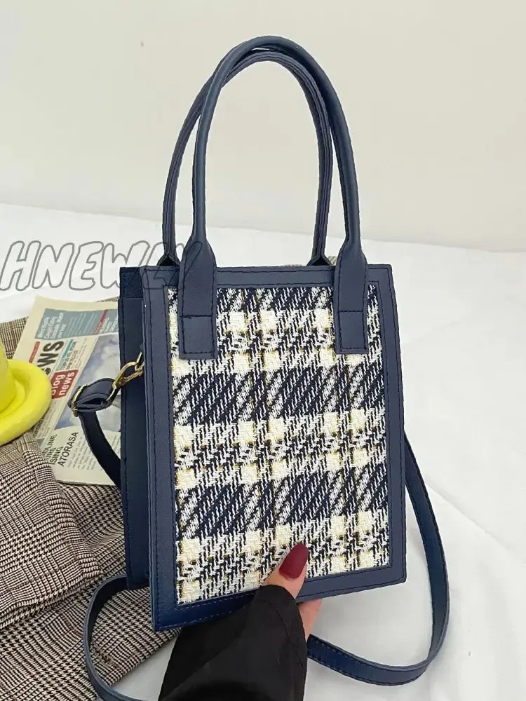 Hnewly - Plaid Pattern Satchel Bag  - Women Satchels