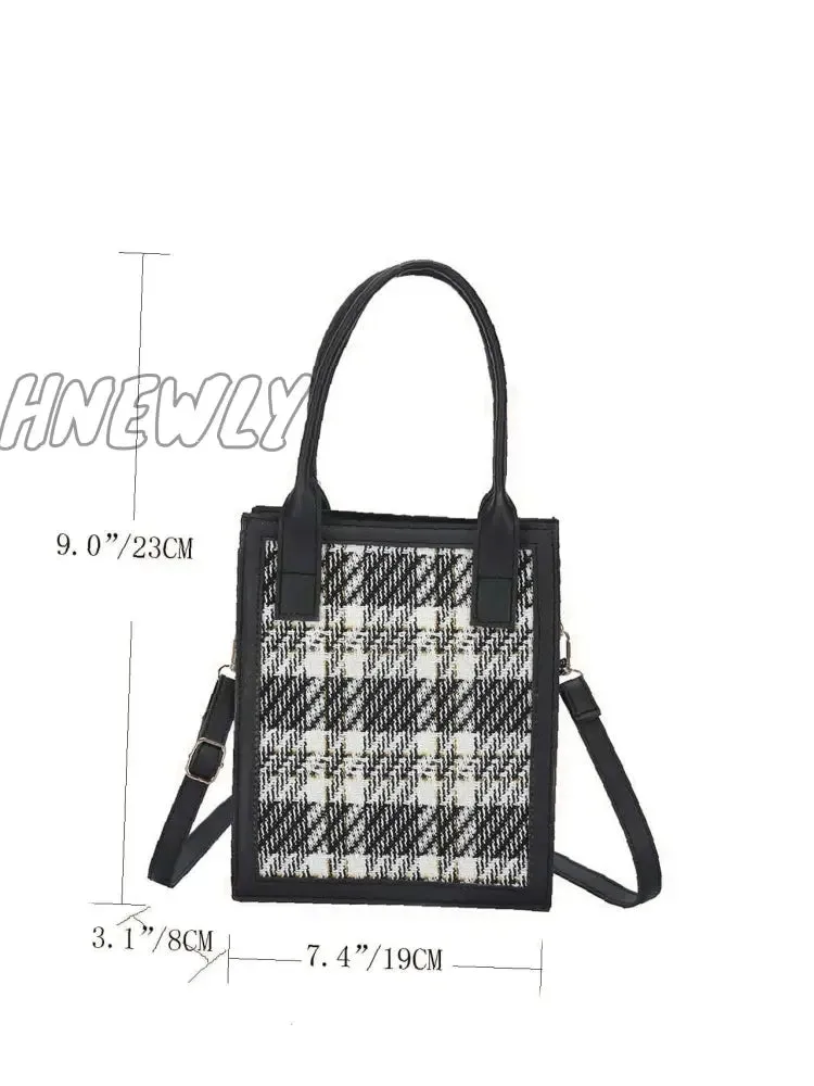 Hnewly - Plaid Pattern Satchel Bag  - Women Satchels