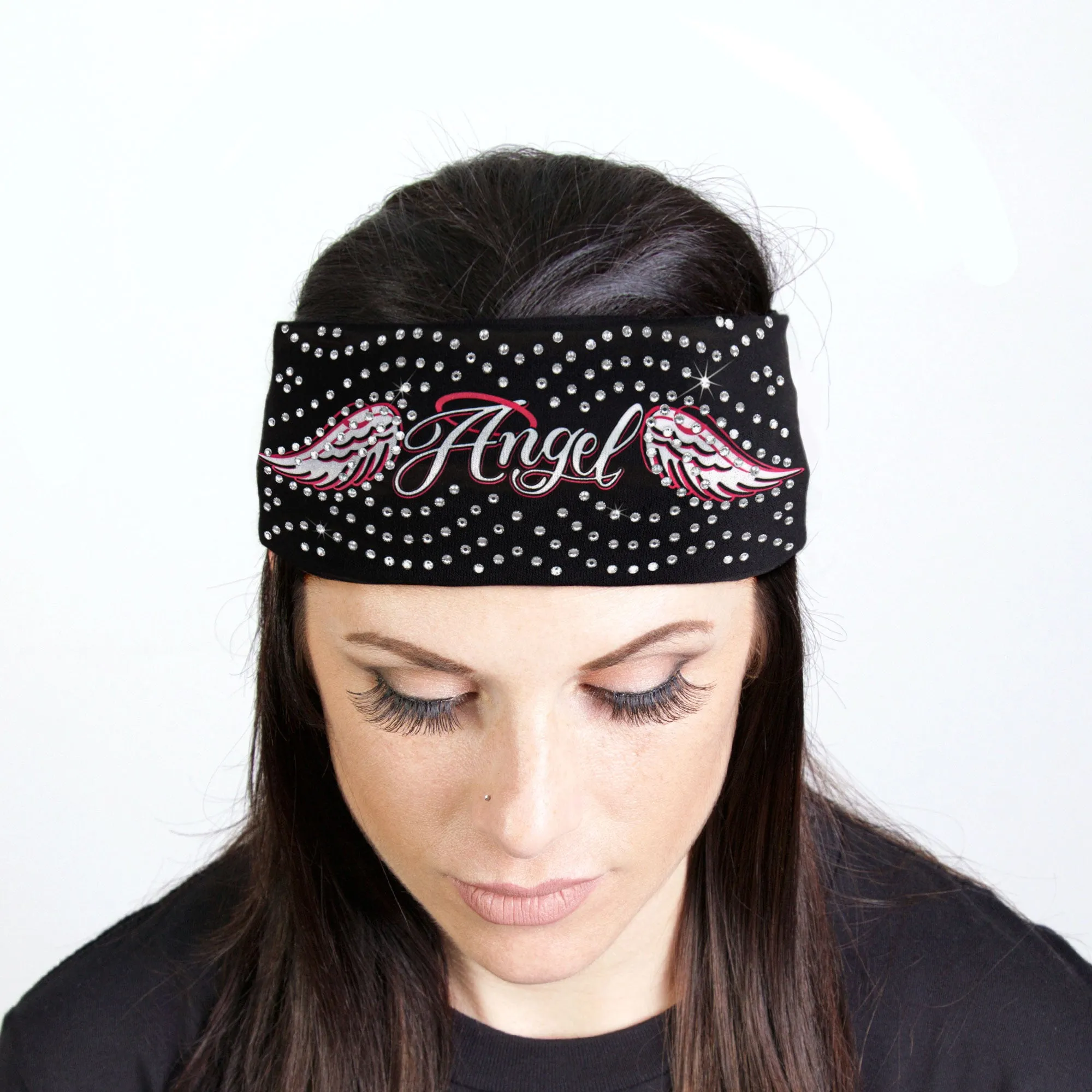 Hot Leathers Bling Bands Angel Wings Rhinestone Crystal Headband Wraps RWC2002