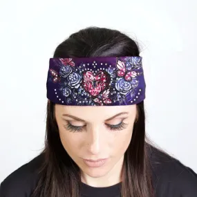 Hot Leathers Bling Bands Heart Lock Rhinestone Crystal Headband Wraps RWC2025
