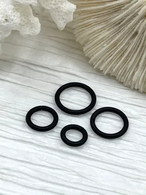 Jump Rings Matte Black, 4mm, 6mm, 8mm, 10mm, or 12mm, PK of 10,Brass Thick Gauge,OPEN Ring, Heavy 15 GA (1.8mm) Sturdy Jump Rings, Fast Ship