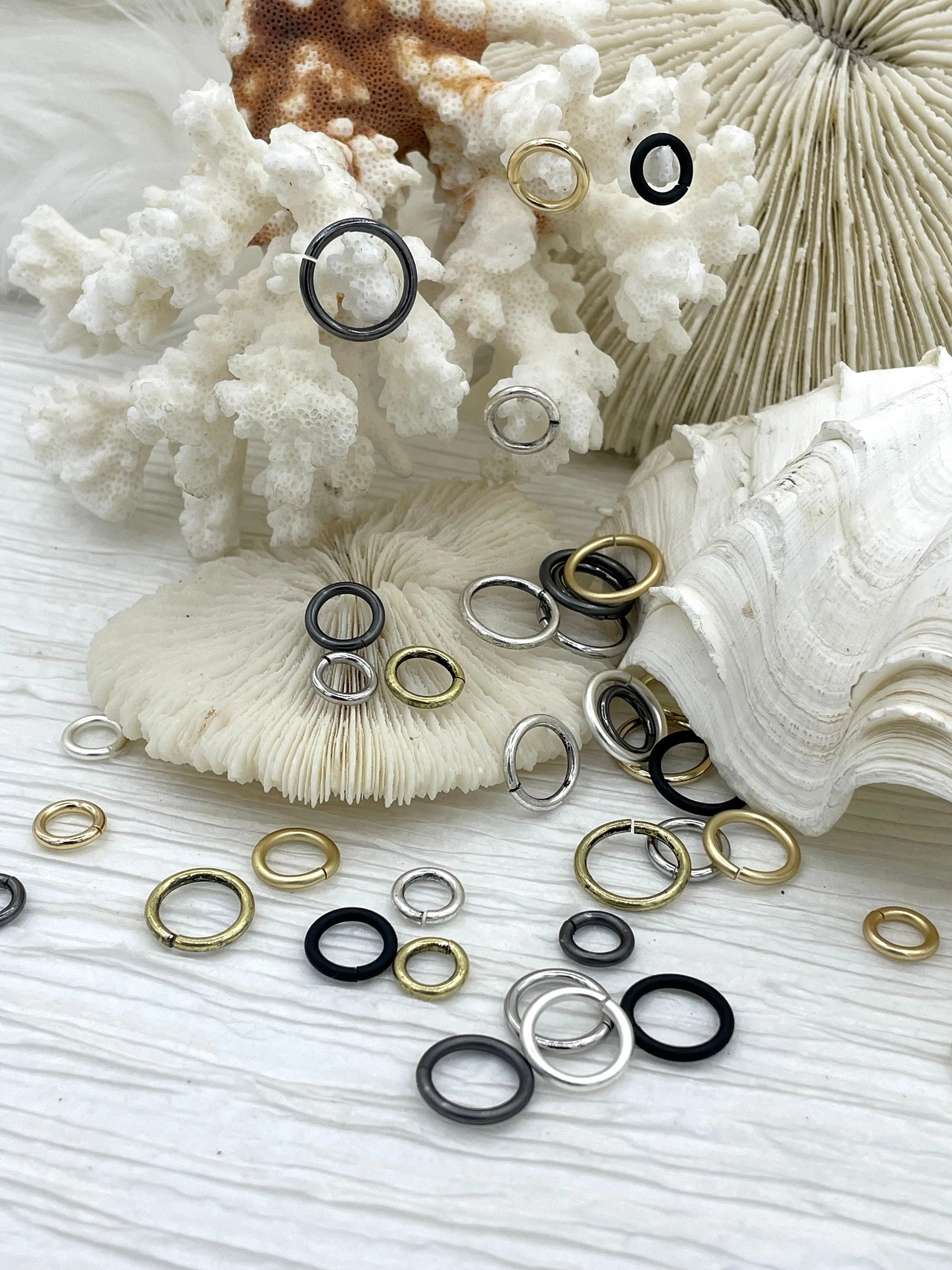 Jump Rings Matte Black, 4mm, 6mm, 8mm, 10mm, or 12mm, PK of 10,Brass Thick Gauge,OPEN Ring, Heavy 15 GA (1.8mm) Sturdy Jump Rings, Fast Ship