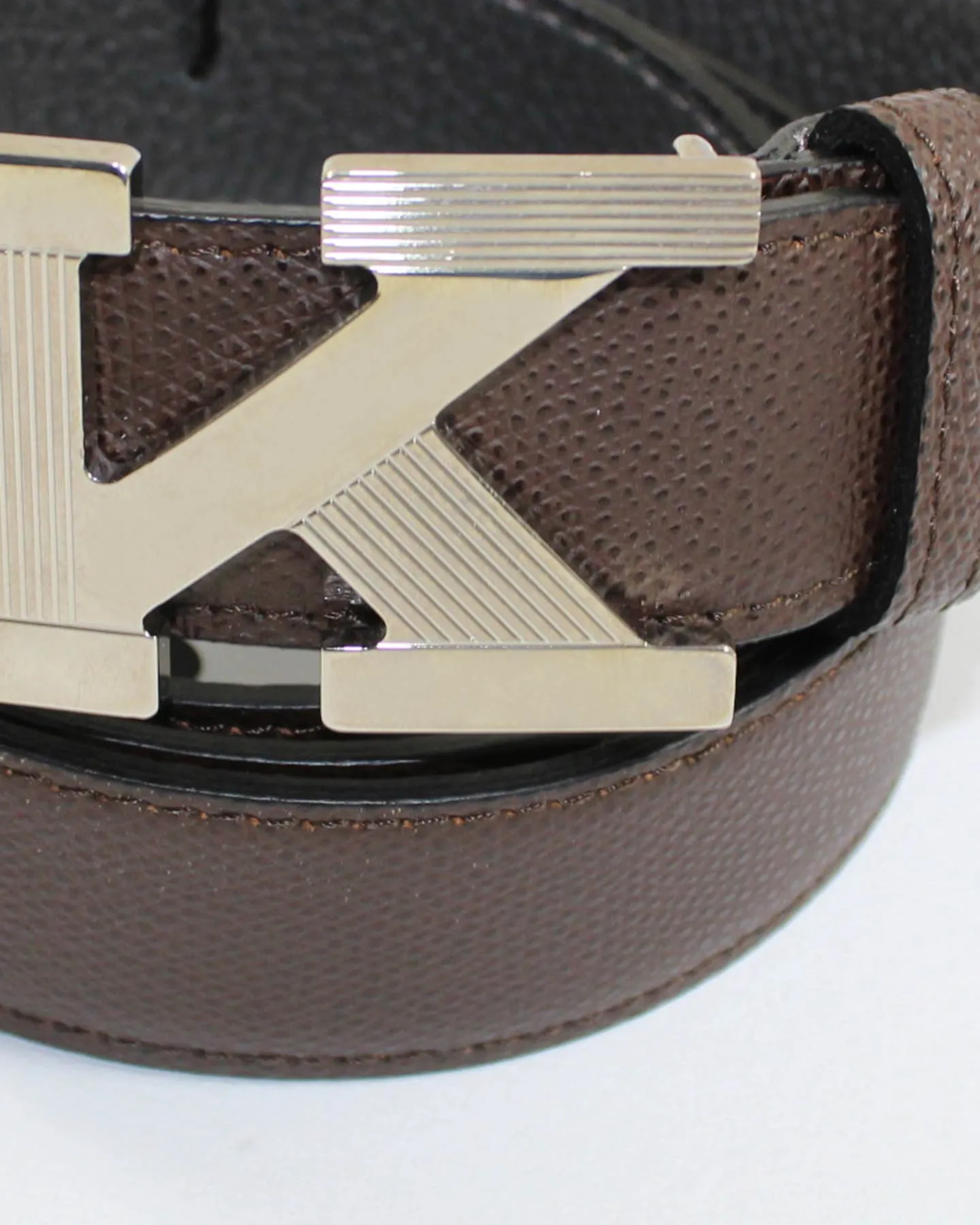 Kiton Belt Brown Grain K Buckle Leather Men Belt 120 / 48 SALE