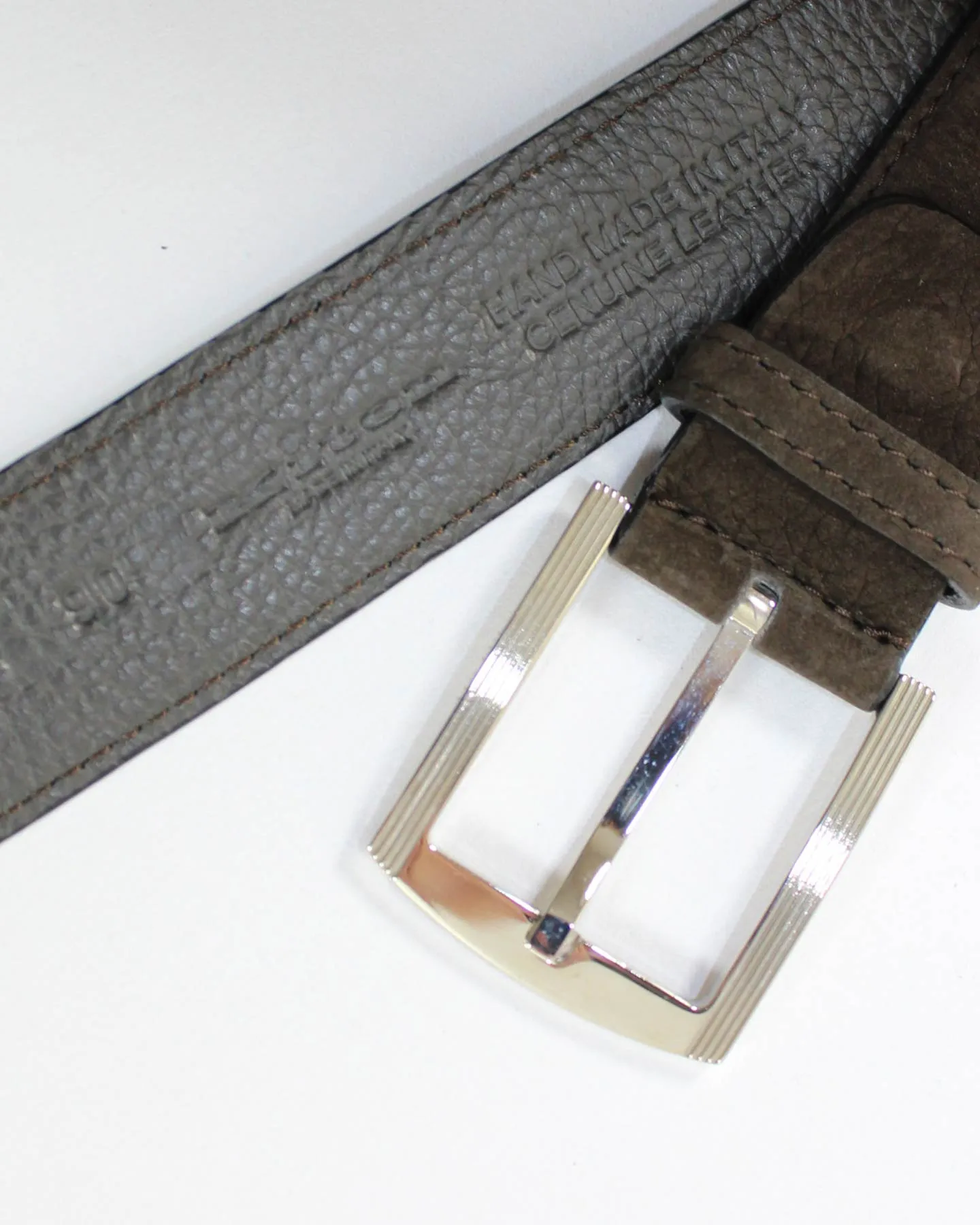 Kiton Belt Dark Brown Suede Leather Men Belt 90/ 36 Resizable BLACK FRIDAY SALE