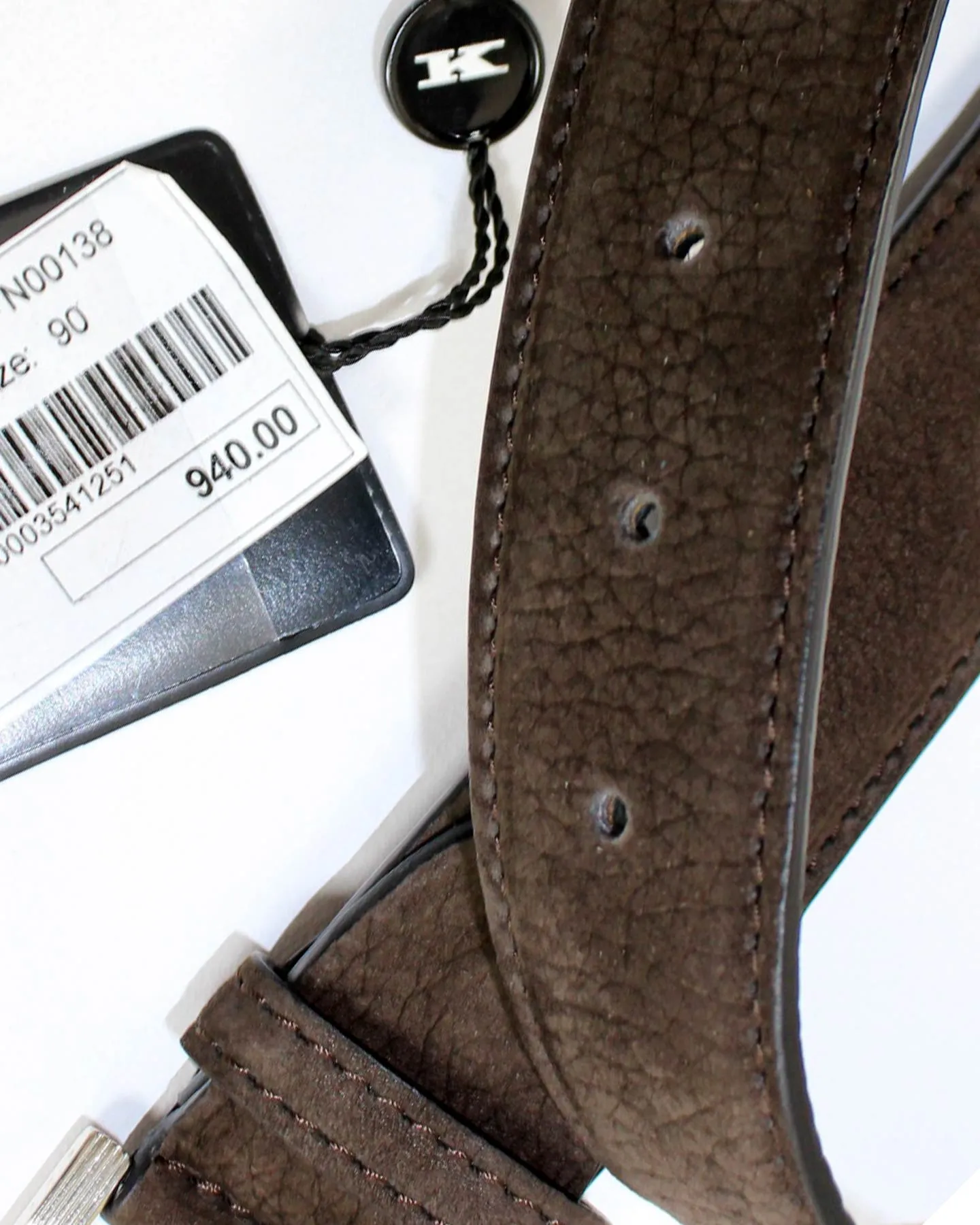 Kiton Belt Dark Brown Suede Leather Men Belt 90/ 36 Resizable BLACK FRIDAY SALE