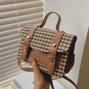 LEFTSIDE Houndstooth Luxury Brand Ladies Tote Bag 2021 Winter New High-quality Women's Designer Handbag Shoulder Messenger Bag
